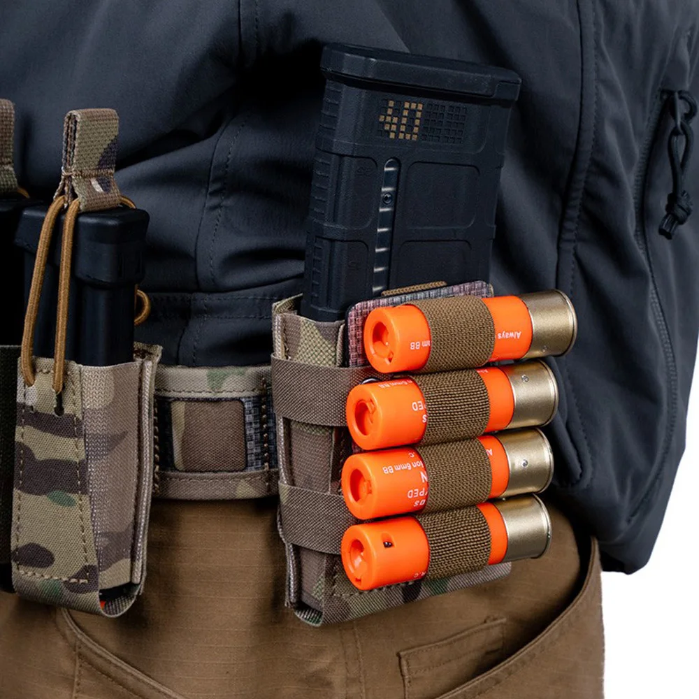 4 Rounds ST Shell Sleeve Storage Card Strip Tactical Shotgun Shell Holder for 5.56/7.62 Magazine Pouch Fixed Case Expansion view 5