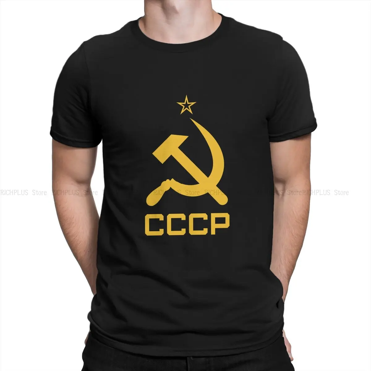 Soviet Union Hammer Sickle Red Star Communism Man's TShirt Russian USSR CCCP O Neck Tops Polyester T Shirt Humor Birthday Gifts