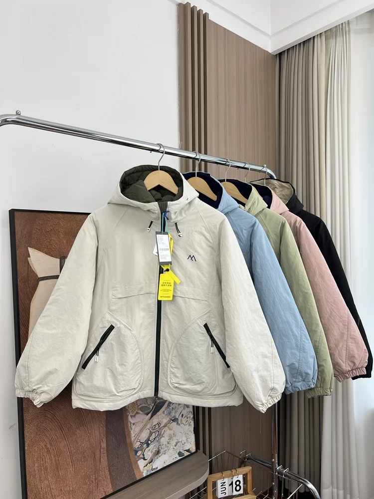 

Water-Resistant Warm Cotton Jaet Hooded Loose Casual Men's Autumn Winter Faion Urban Sle Stand Fit Zipper Closure Pu...