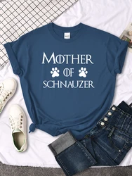 Mother Of Schnauzer Cute Claw Print T-Shirt Street Hip Hop T-Shirt Niche Comfortable Tshirt Round Neck Hipster Streett-Shirts