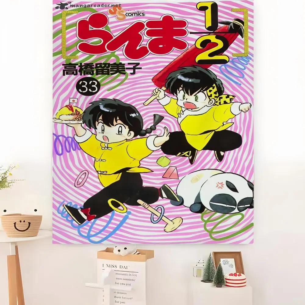Anime R-Ranma 12 Tapestry Microfiber Background Art Decor For Bedroom Living Room Bar Garden Outdoor Festival Wall Deco