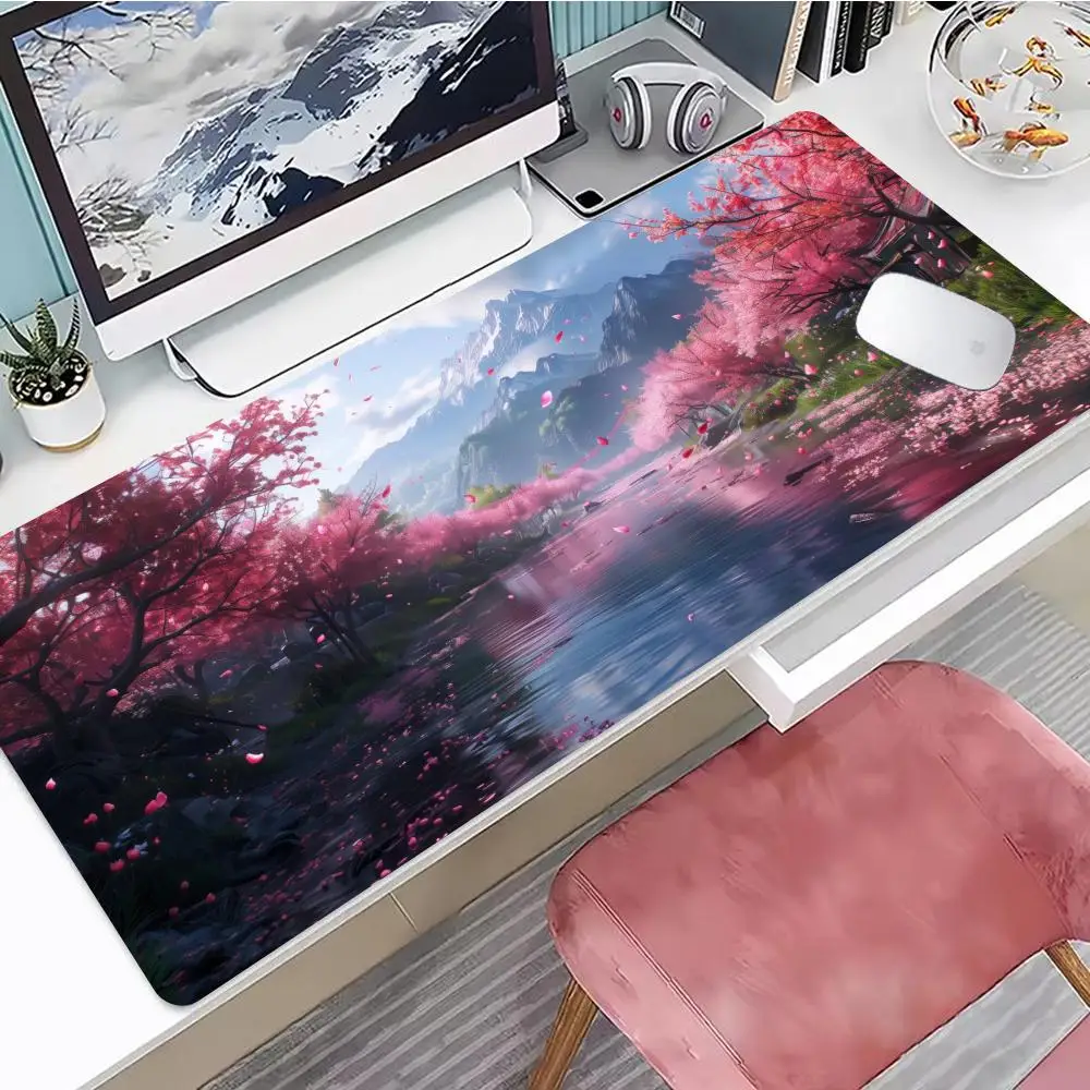 

Fantasy Cherry Blossom Tree Mouse Pad Large Computer Keyboard Pads Anime Game Mousepad Game Mats Amazing Landscape XXL Desk Mat