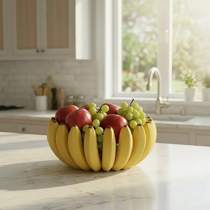 Banana Shaped Storage Tray Cute Creative 3D Printed Fruit Snack Plate for Living Room Coffee Table Housewarming Gift Dessert Ho
