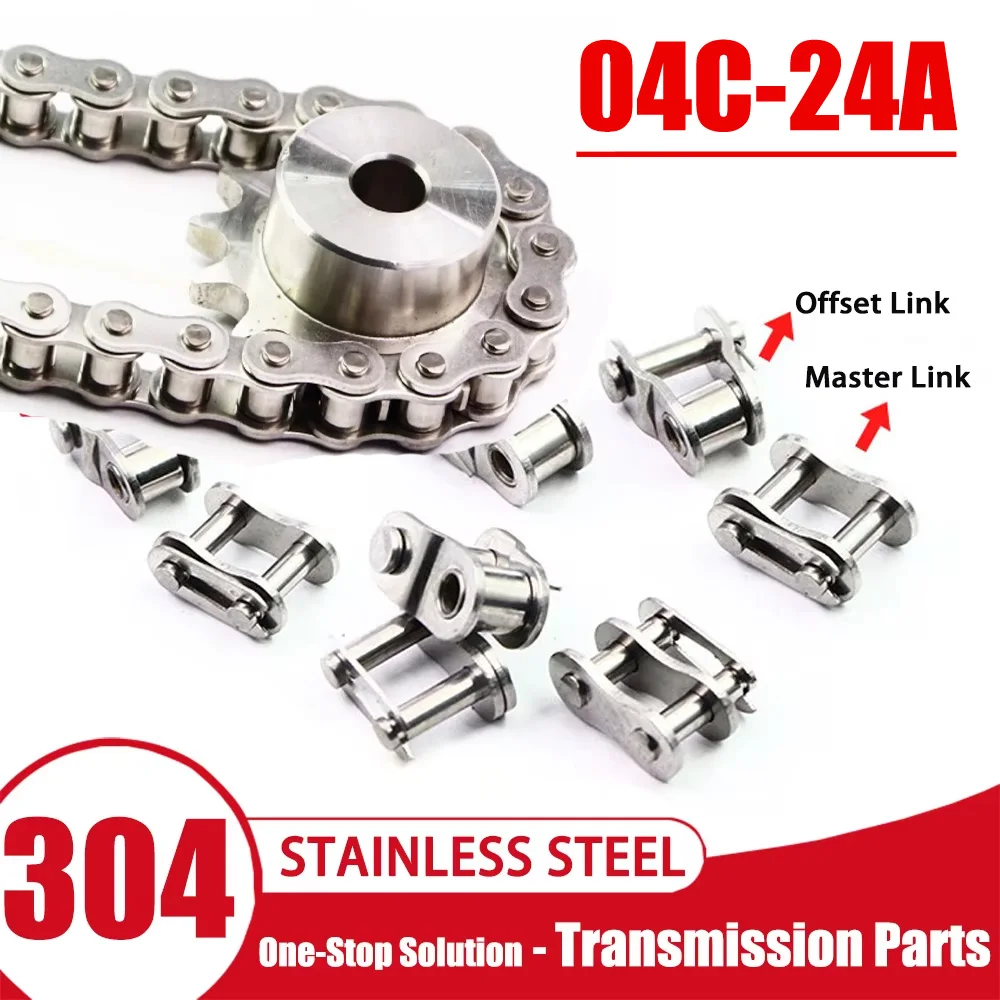 1Pcs 304 Stainless Steel Roller Chain Master Link & Offset Link Fit 04C 05B 06B 08B 10A 12A 16A 20A 24A Industrial Chain