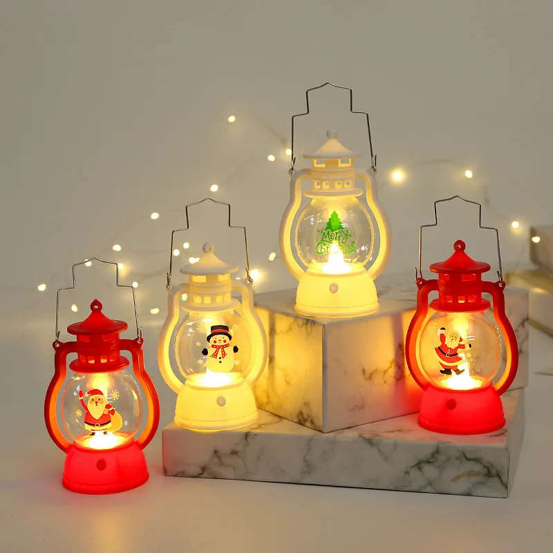 LED Lamp Decor Christmas Portable Lantern Santa Claus Xmas Tree Wind Lights Pendant Navidad Christmas New Year Decoration natal