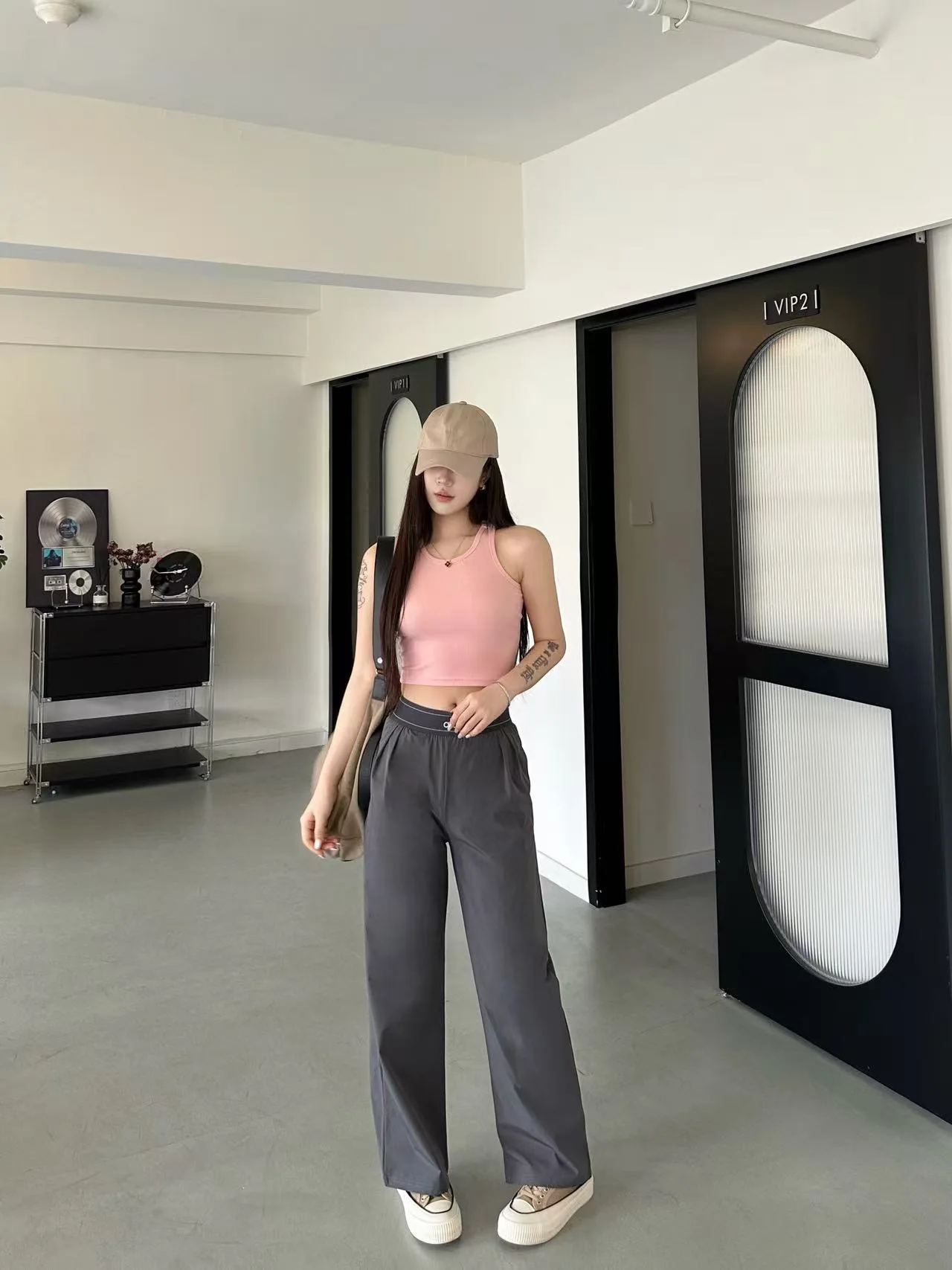 

High Waist Wide Leg Pants Women's Casual Loose Fit Versatile Slimming Spring 2026 Fashion Belted Ladies' Nylon Trousers