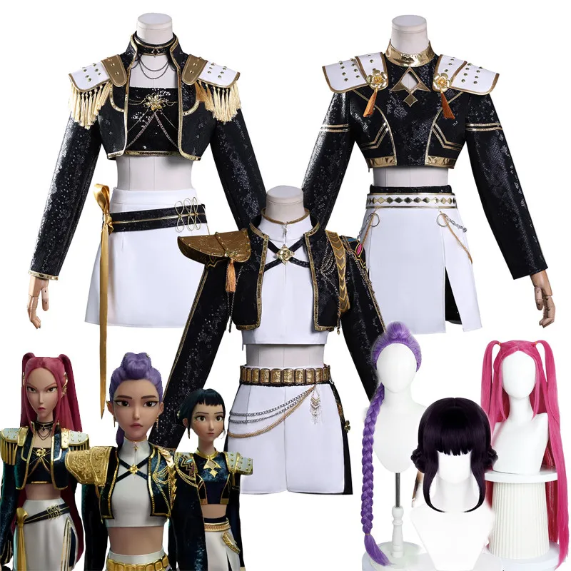 

Black Golden Rumi Zoey Mira Cosplay KPop Demon Hunters Cosplay Costume Wig Women Suit Halloween Party Role Playing Outfit