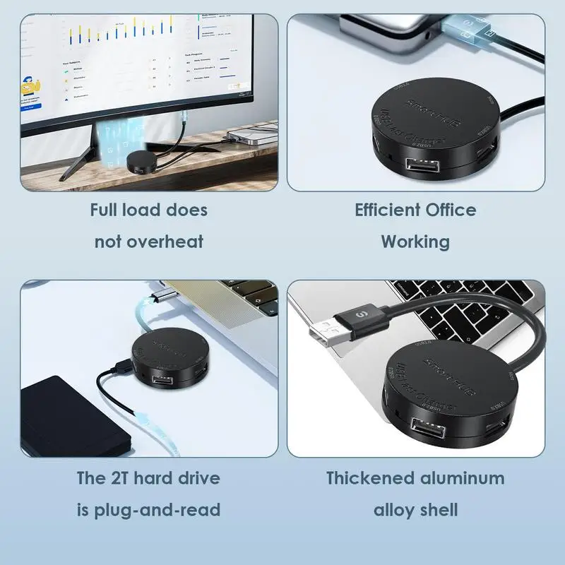 Docking Station Round 4 In 1 Laptop Hub With USB 2.0 And 480Mbps Portable Multiport Adapter Accessory For Offices Travel