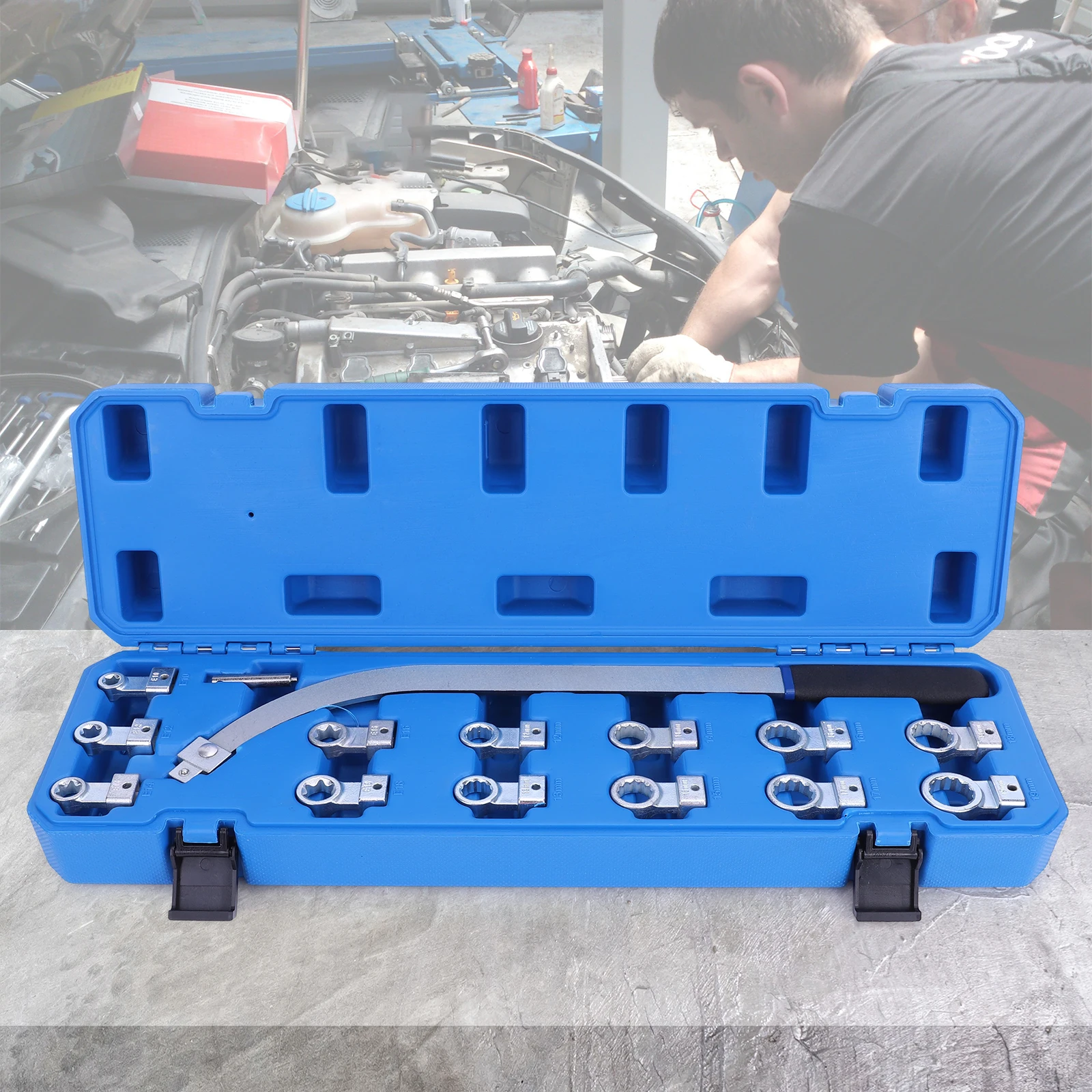 

15 шт., набор инструментов для снятия шкива, вспомогательный натяжитель ремня, набор ключей для шкива, ключ для регулировки натяжного шкива, подходит для большинства автомобилей