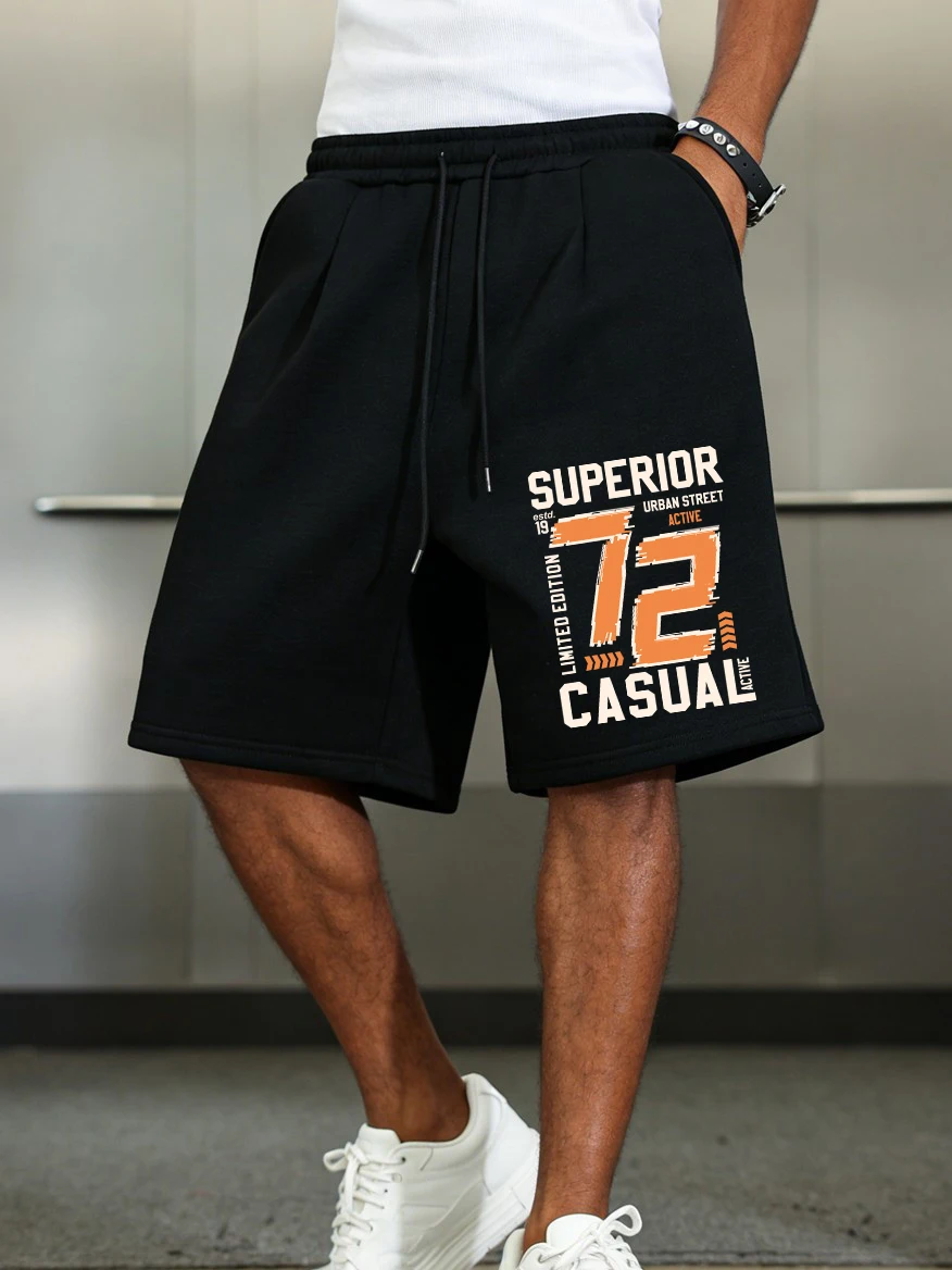 Urban Street 72 Printed Pants Mens Summer Oversized Wide Knee Length Shorts Jogging Pocket Shorts Basics High Waisted Clothes