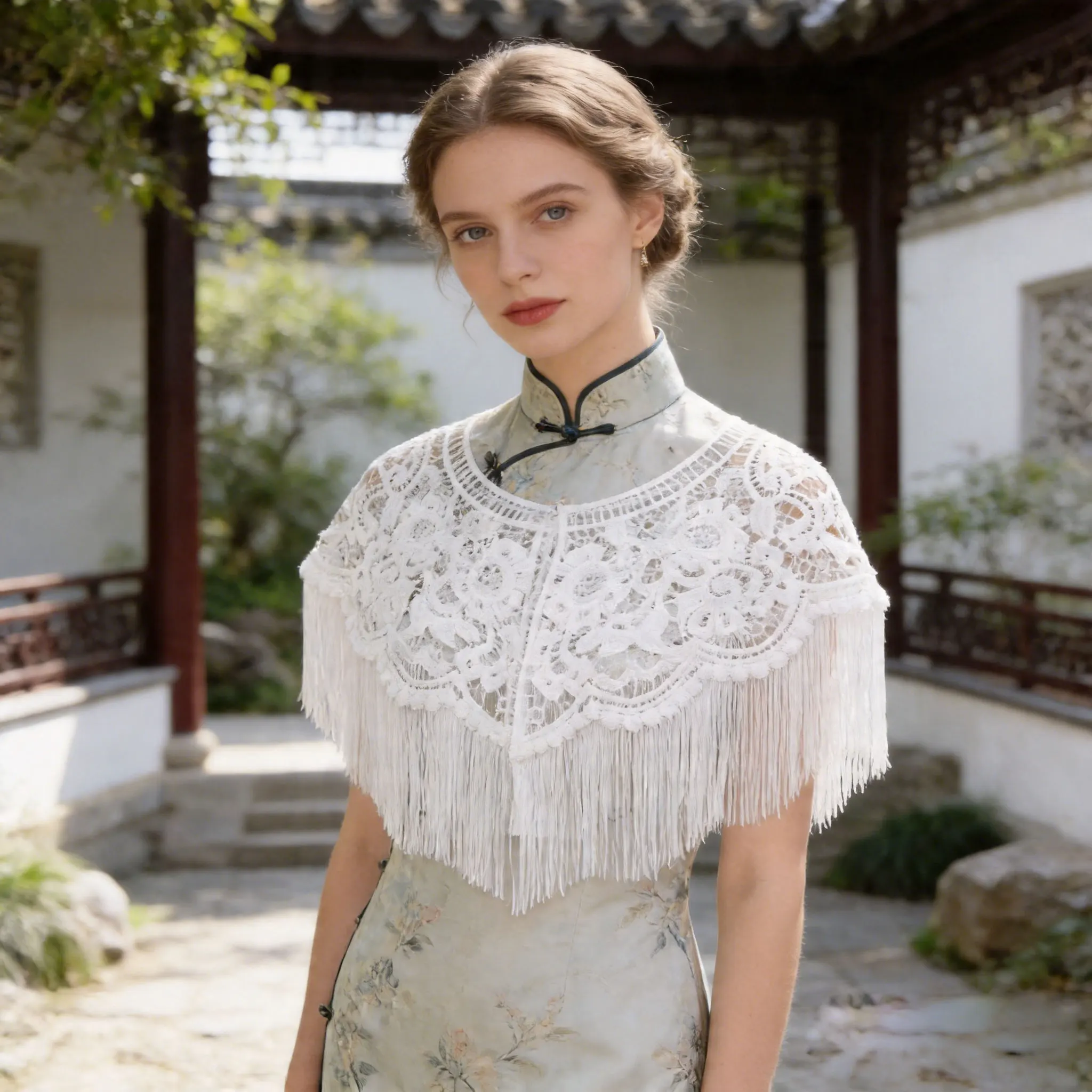 

water-soluble lace frill decoration shawl, new wedding dress decoration, flower embroidery, Casual, elegant outerwear accessor