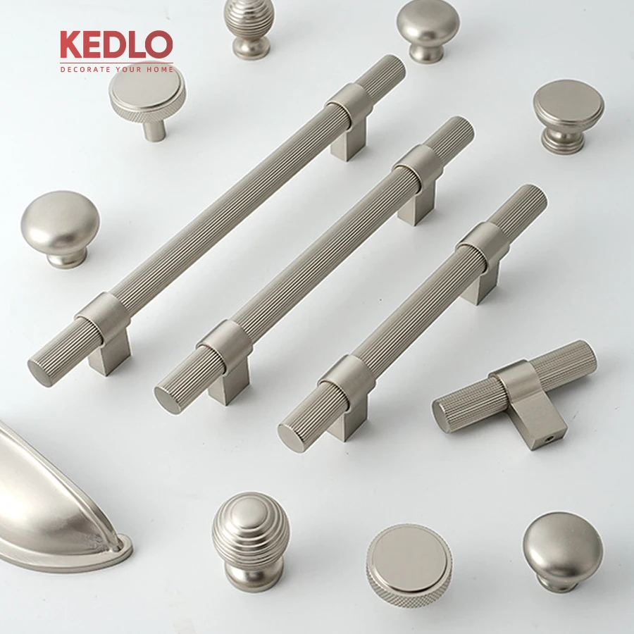 KEDLO solid brass 14mm diameter heavy-duty line pull cabinet refrigerator brushed nickel handle furniture door 500mm handle