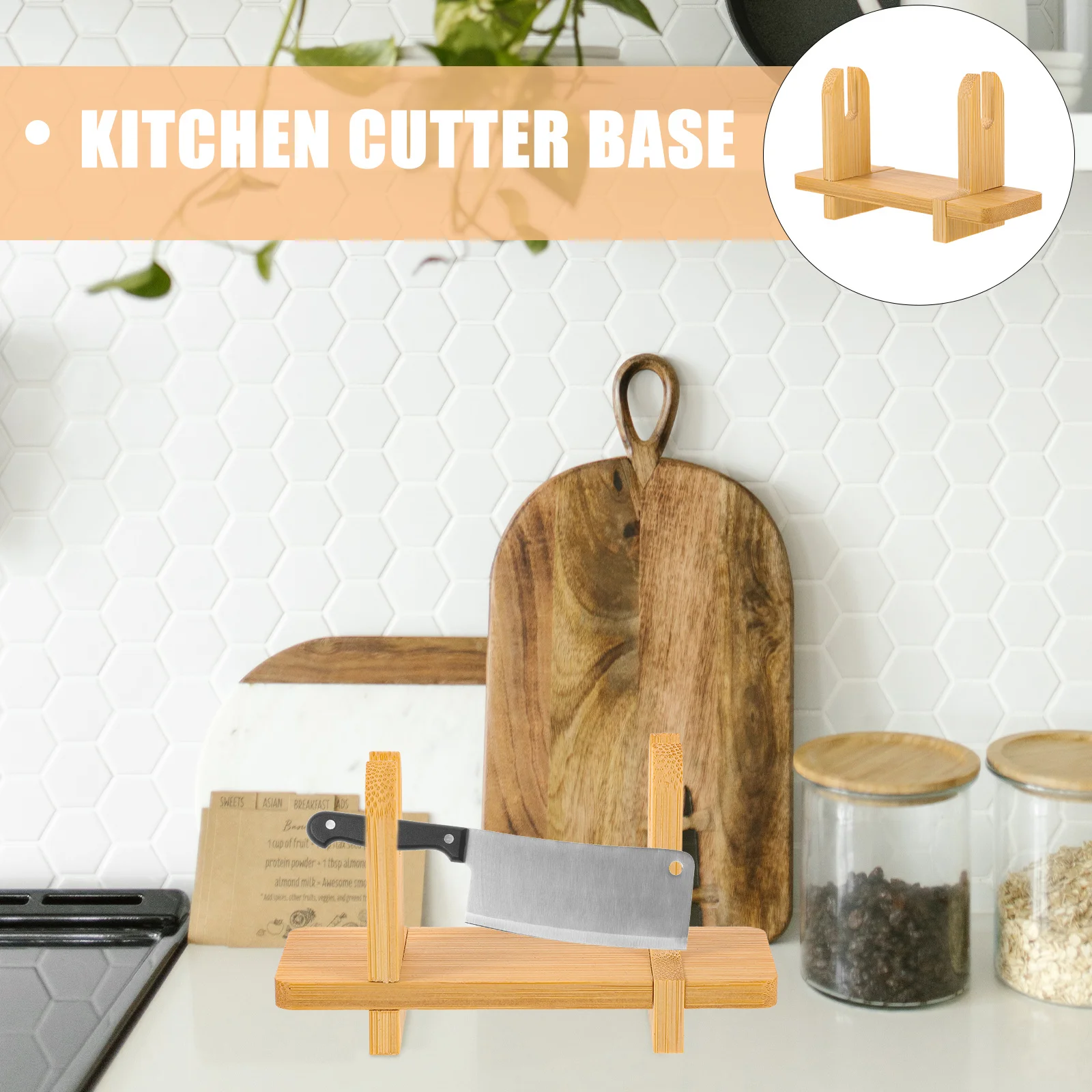 

Kitchen Cutter Rack Bamboo Organizer for Knives Storage Holder Countertop Cutter Stand Heavy Duty Kitchen Tool Base