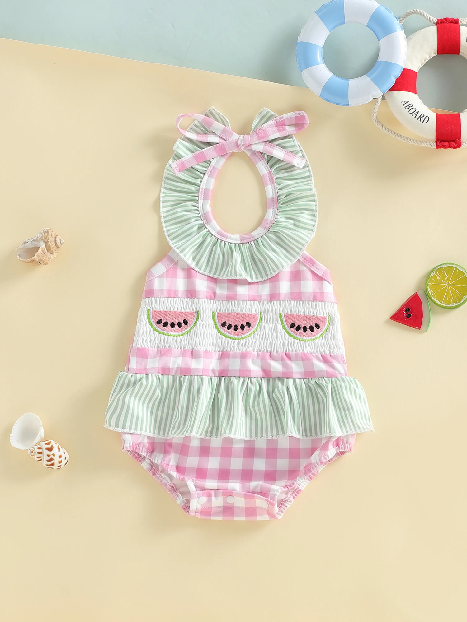 

Купальник для маленьких девочек с цветочным принтом и рюшами на бретелях, купальный костюм, пляжная одежда, купальники для детей