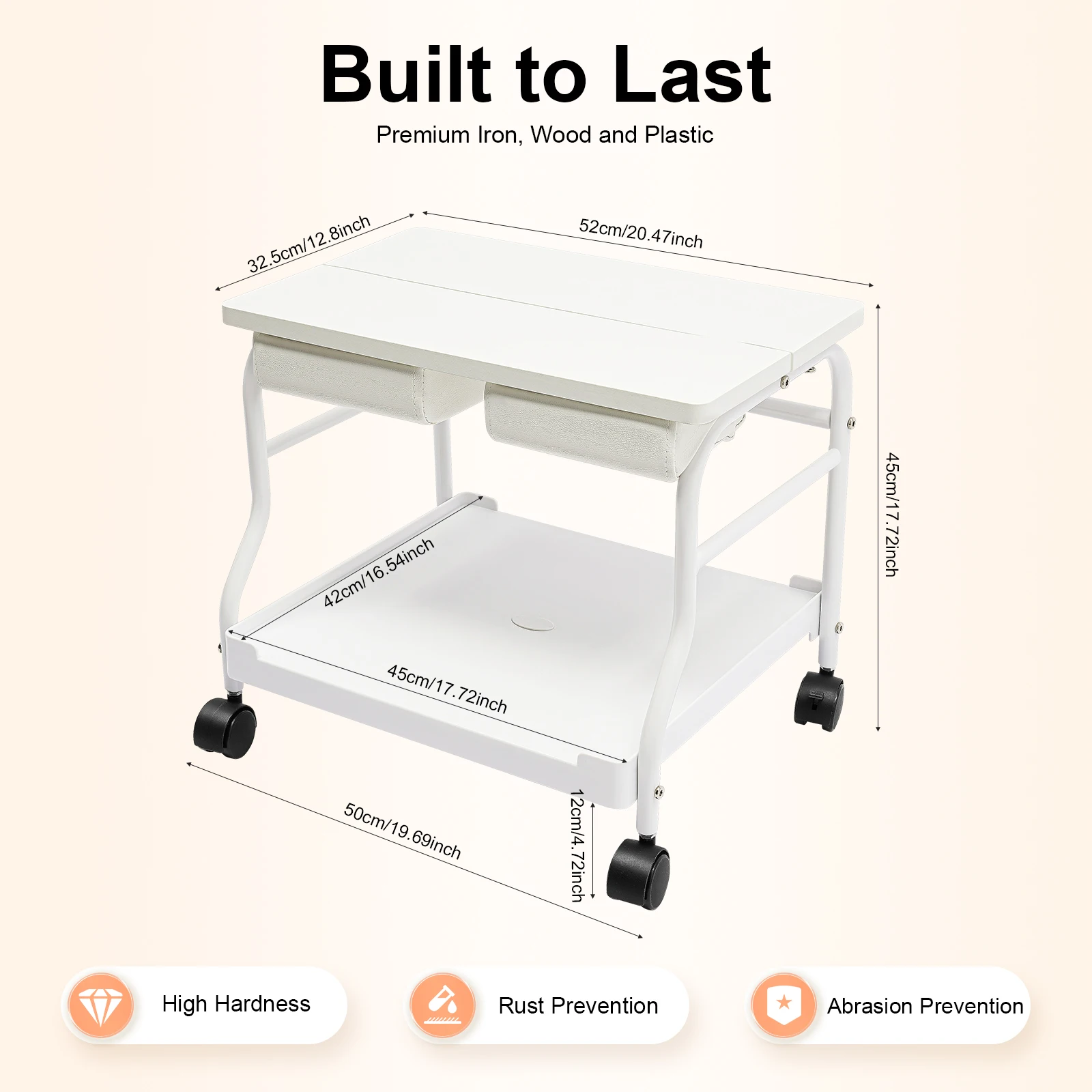 Chariot de pied Portable, chariot de pédicure, chariot de bain de pieds, chariot d'esthéticienne d'ongles de Salon, fournitures de Spa de beauté, blanc