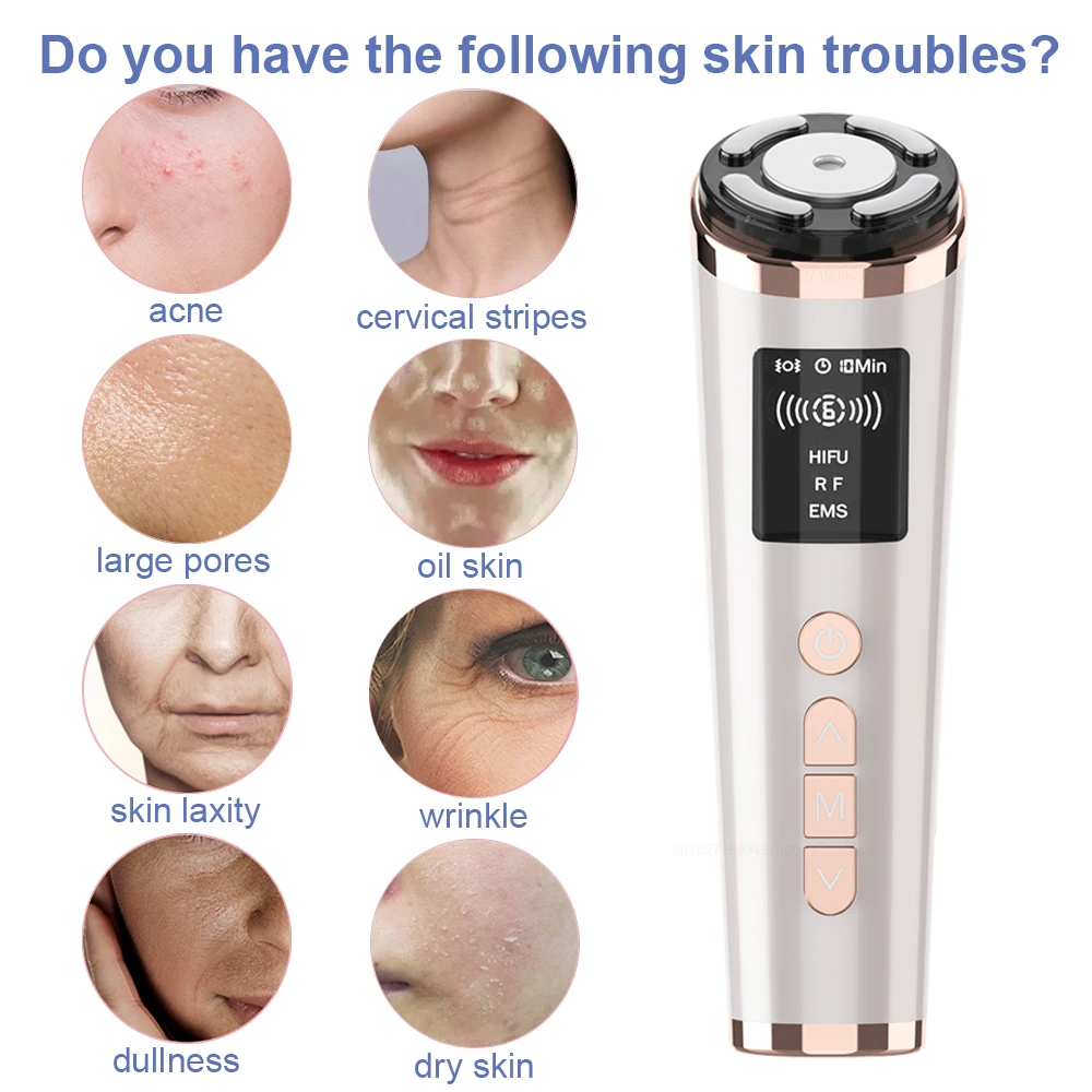 Mini hifu-masajeador de estiramiento facial, masajeador facial de microcorriente, rejuvenecimiento de la piel, máquina de estiramiento de la piel por radiofrecuencia, elimina las arrugas