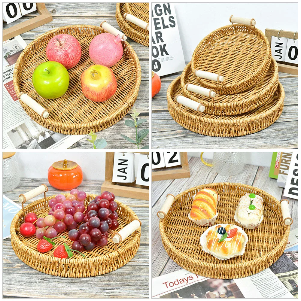 

Woven Fruit Imitation Rattan Storage Basket For Home Kitchen Bread Snacks Organizer Natural Handcrafted Food Holder