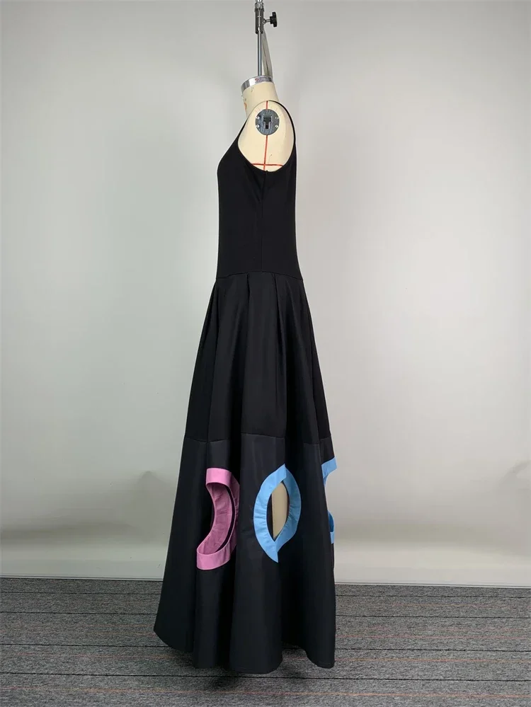 Robe longue de soirée élégante pour femmes, Maxi, mode arc-en-ciel imprimé, cercle ajouré, taille haute, ligne a, été 2025