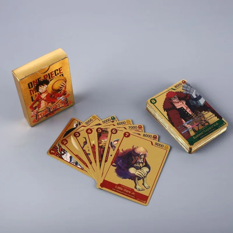 การ์ดวันพีซภาษาอังกฤษแบบฟอยล์สีทอง 55 ชิ้นใหม่ ชุดการ์ดสะสม Sailing Road Flying Kid Solon Gold Card Riman Peripheral