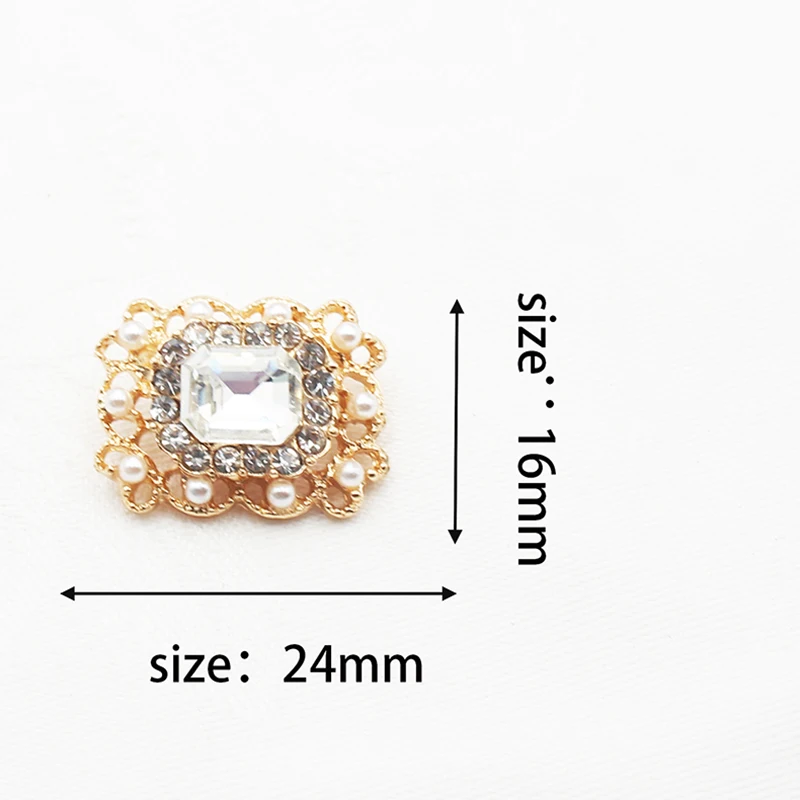 10 pz/lotto 24*16mm bottoni creativi di perle di vetro in lega di strass per cucire vestiti fai da te fiocco accessori per capelli decorazione