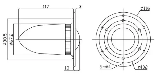 DMN-A Hivi ดั้งเดิม1ชิ้น4.5นิ้วผ้าทวีตเตอร์กลางแผงขับอลูมิเนียมแม่เหล็กนีโอไดเมียม5ohm/60W เส้นผ่านศูนย์กลาง116มม.