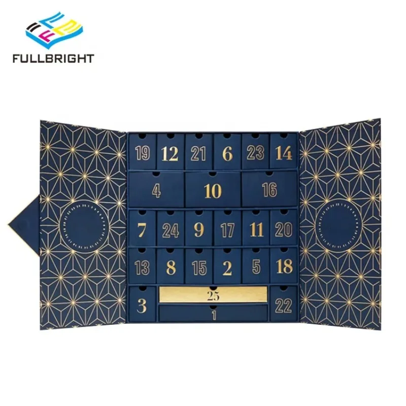 2025Custom Printed Paper Cardboard Birthday Holiday Anniversary Theme Activities Advent Countdown Calendar Gift Box