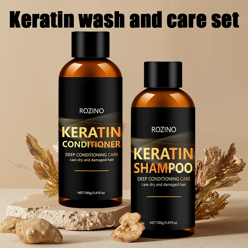 2 Pcs Keratin Shampoo Conditioner Set, Strengthens Hair, Smoothing Hair Conditioner For Daily Use