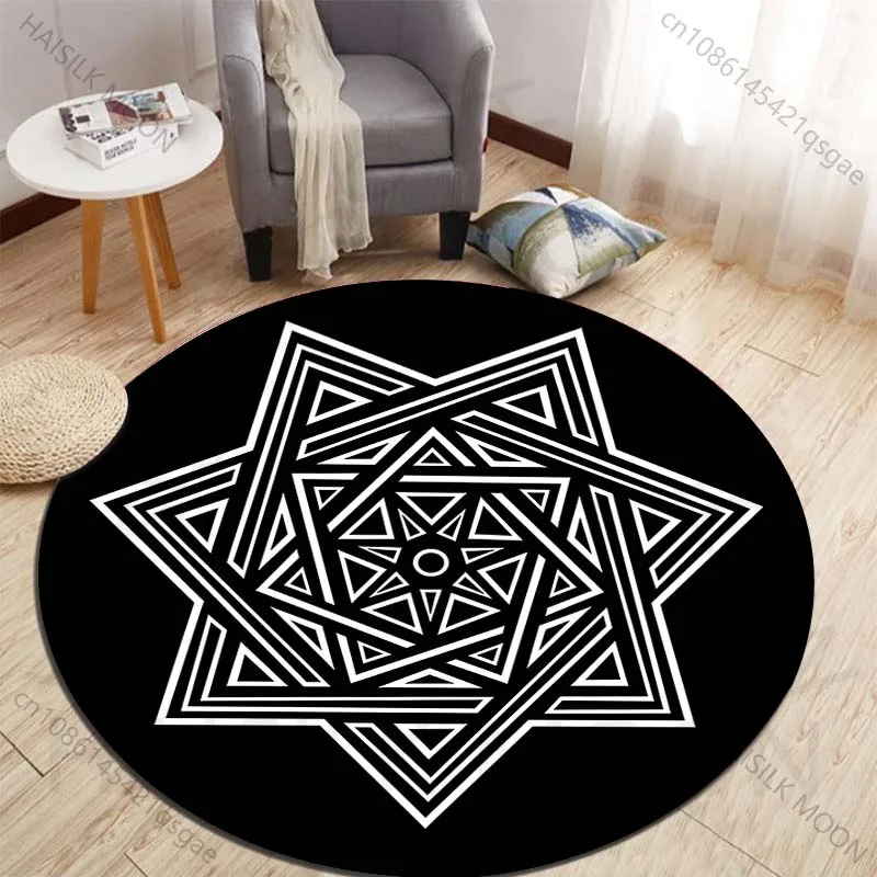 Abstract Geometric Design Printed round carpet living room sofa table carpet large pet mat soft round carpet home decoration