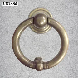 Large Vintage Solid Brass Front Door Knocker Morden Glass Wooden Door Knock Gate Pull Knob Ring Handle For Entrance Door Handle