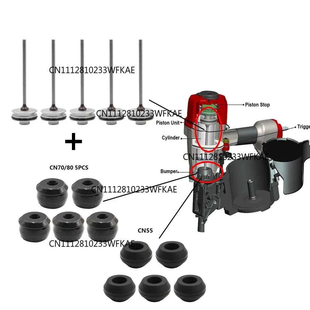 10PCS Professional Coil Nailer Spare Parts Piston Driver Unit & Bumper Kit for CN55 CN70 CN80 Durable Industrial Grade Repairing