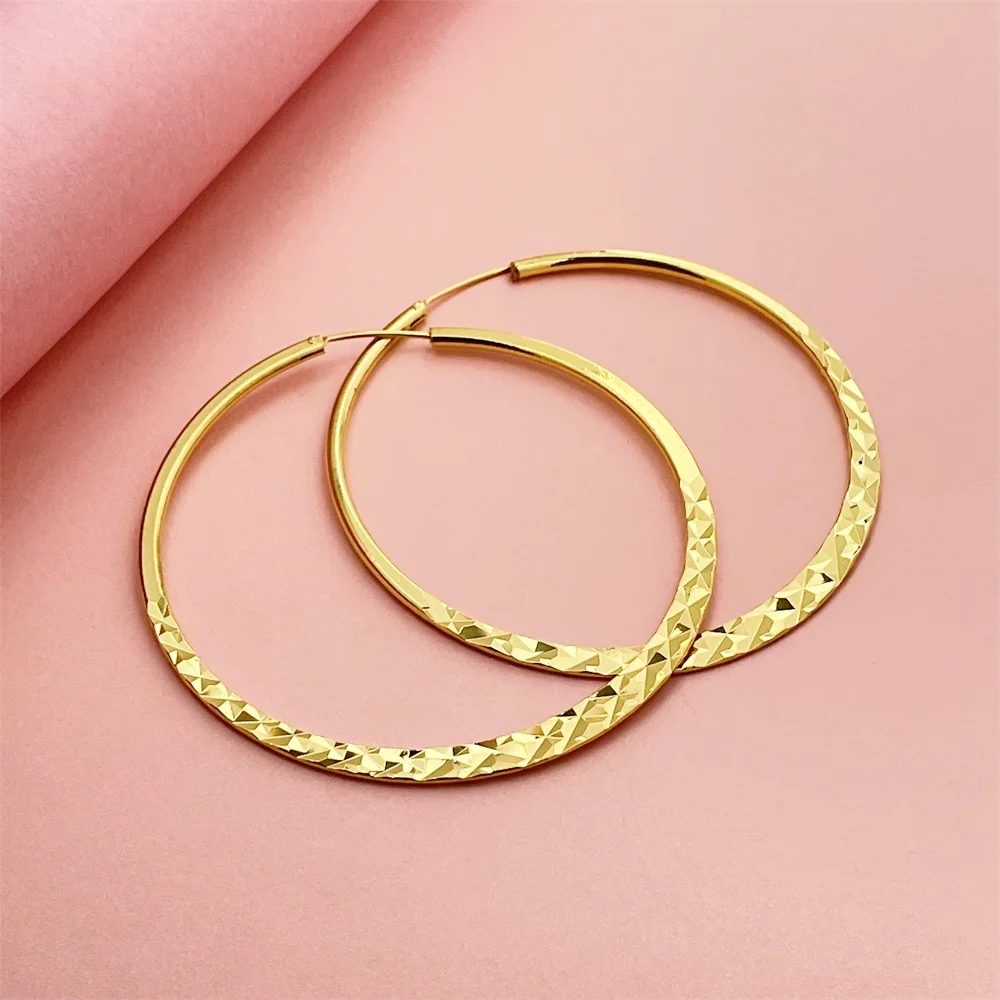 Fashion gold color fashion jewelry gold plated earrings vacuum electroplating car flower big ear ring 6CM hot sale