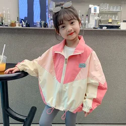 Spring Girls Baseball Jackets Colorblocking Trench Coats 2-10Years Children Girls Jackets Autumn Fashion Casual Outerwear