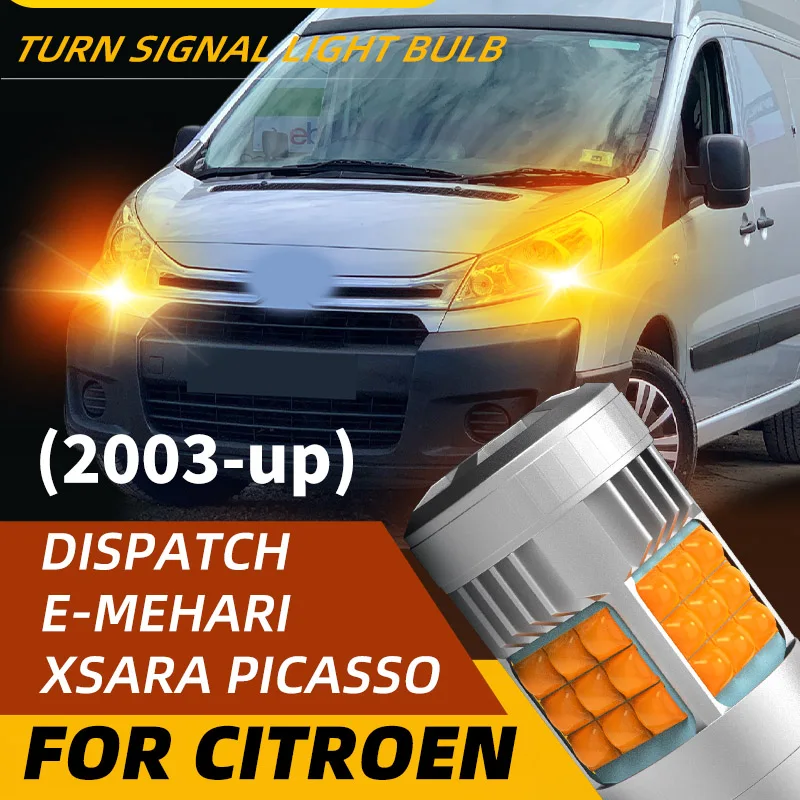 2 uds bombillas LED de señal de giro para coche indicador de dirección delantera/trasera ámbar para Citroen Dispatch MK2/3 e-mehari Xsara Picasso N68
