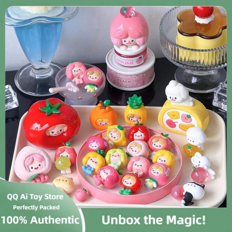 Original Rico Happy Friends Blind Box Figurine Trendy Toy Room Decoration Cell Original Kawaii Design Fruit Basket Collectible