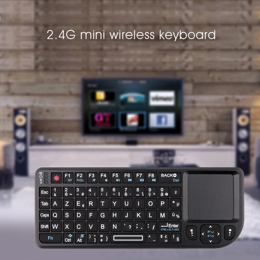 Backlit English Russian 2.4G Air Mouse Remote with TouchPad for Android TV Box PC Mini Wireless Keyboard