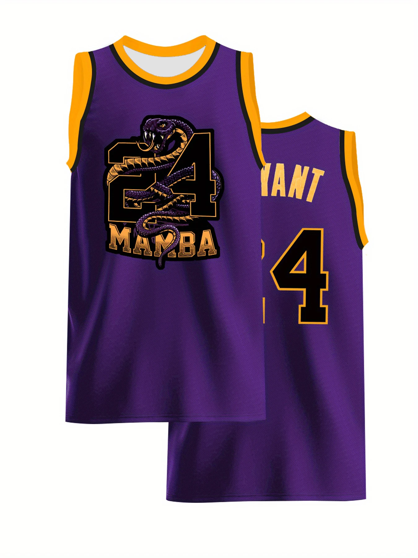 الأرجواني كرة السلة جيرسي # 24 - فضفاض مسامي وممتص للرطوبة مناسب للتدريب الرياضي في الهواء الطلق وأسلوب الشارع