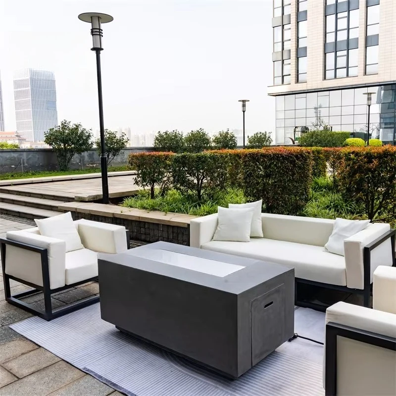 Stylish Outdoor Propane Fire Pit Glass Fiber Reinforced Concrete Elegant Outdoor Gathering Feature