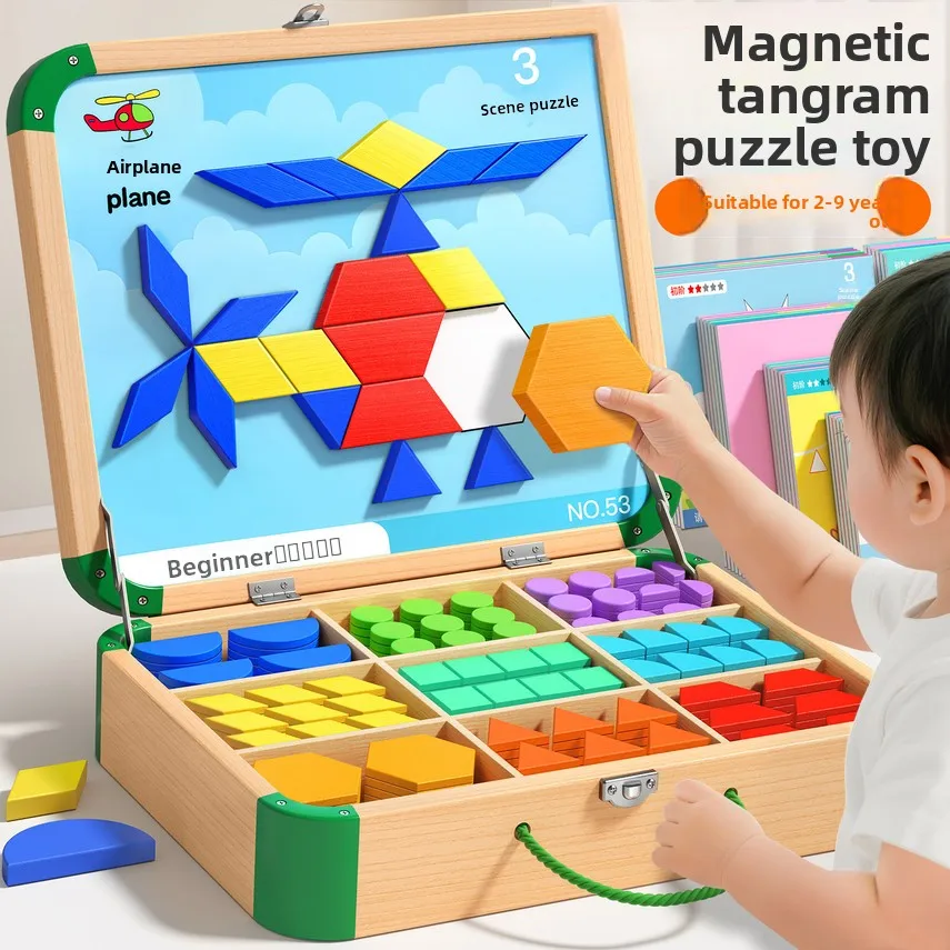 Tangram Magnetic Puzzle For Children Aged 3 To 6 Educational Toy With Magnetic Blocks To Develop The Brain For Boys And Girls
