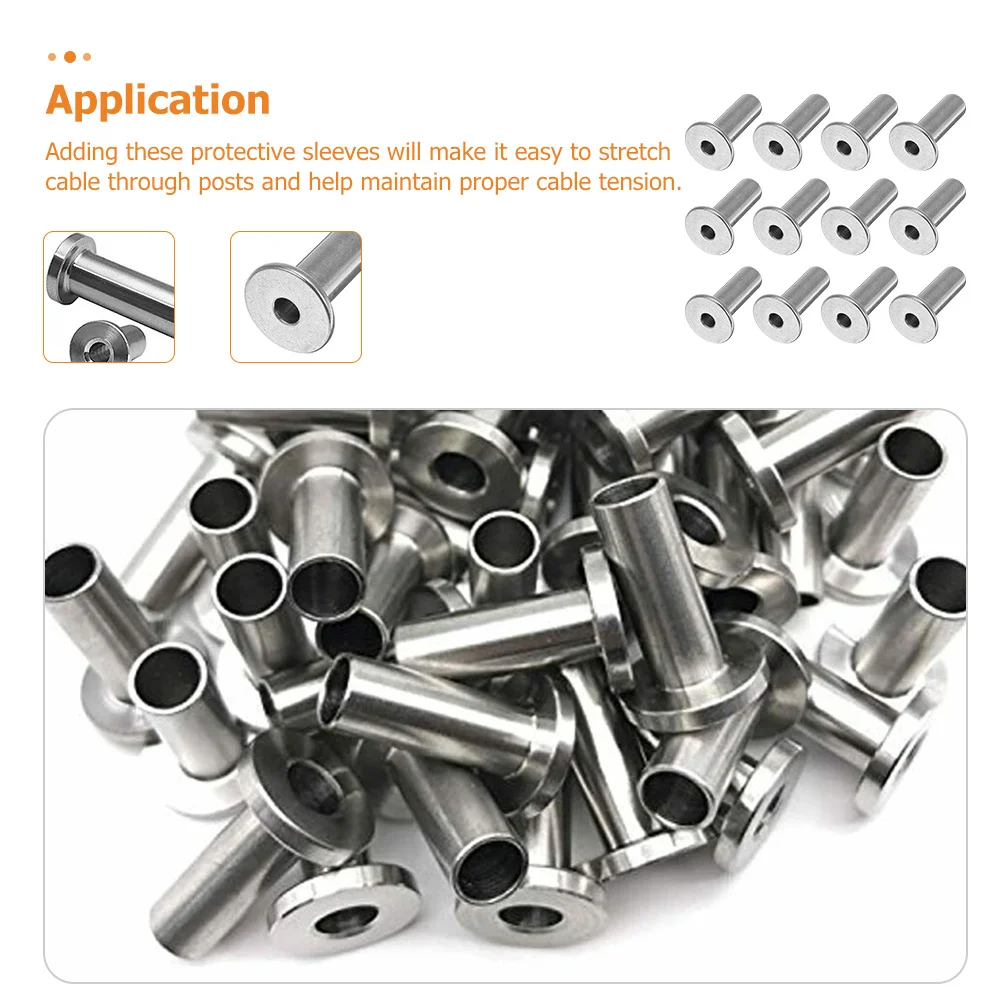 

20Pcs Stainless Steel Cable Railing Sleeves Deck Wire Rope Protector Balustrade Cable Sleeve Wire Rope Protective Sleeve