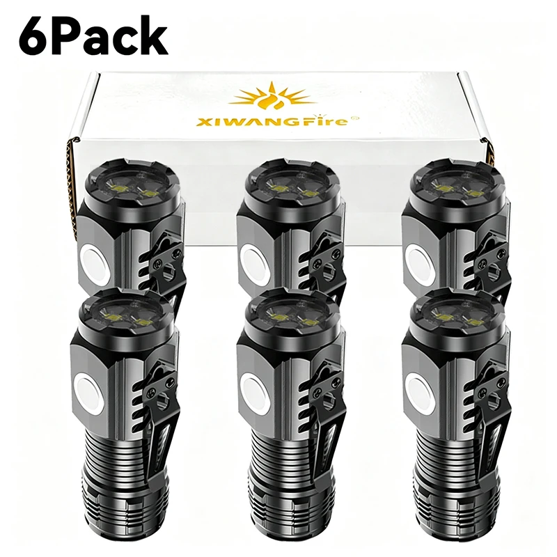 1-6PCS Portable Mini LED Handheld Flashlight Powerful Fingertip Torch Outdoor Pocket Hiking Camping Flash Light with Pen Clip