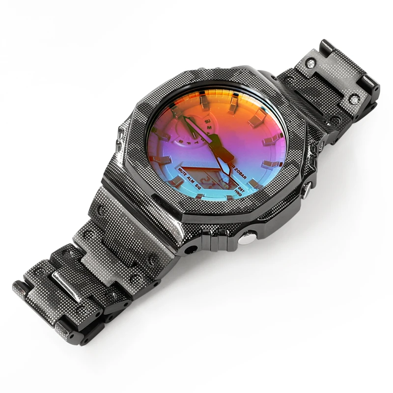 Gen. 1 Kit Mod GA2100, caja de reloj de acero inoxidable, correa de liberación rápida de Metal sólido apta para reemplazo de pieza de reloj GA-2110 GA-B2100