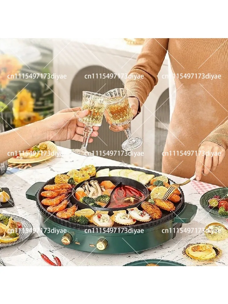 Household Multi-Function Electric Barbecue Pan, Integrated Grill Machine for Indoor Cooking