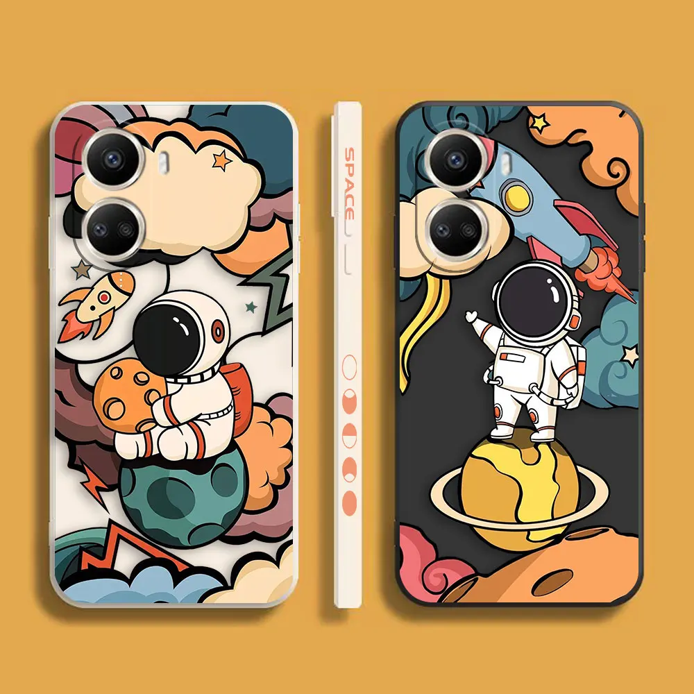 Cartoon Space Rocket Astronaut Phone Case For Huawei NOVA 9 8 7 6 5I 5 4 3 3I 2 SE Y70 Y7 Y9 2019 PRO PLUS 5G Case Funda Shell