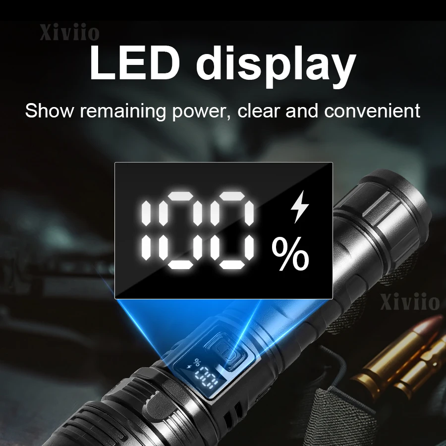 90000LM Super Bright 300W LED Flashlight High Power USB Rechageable Portable Hand Lamps Outdoor Camping Emergency Zoom Lanterns