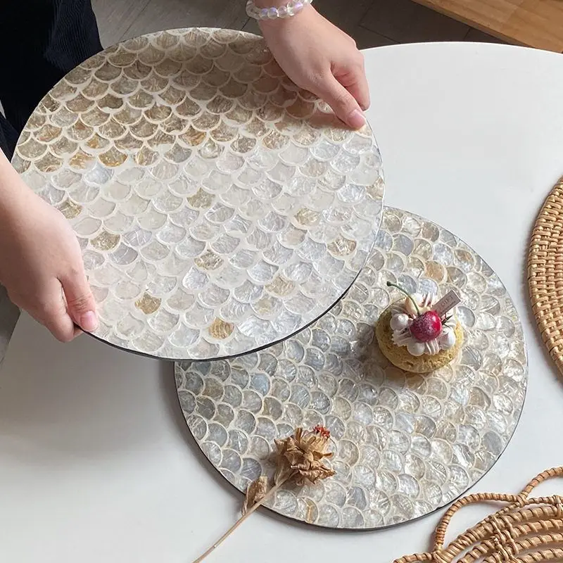 Light luxury retro fish scale pattern fruit plate, high-end refreshment, heart plate, fruit plate, household tray
