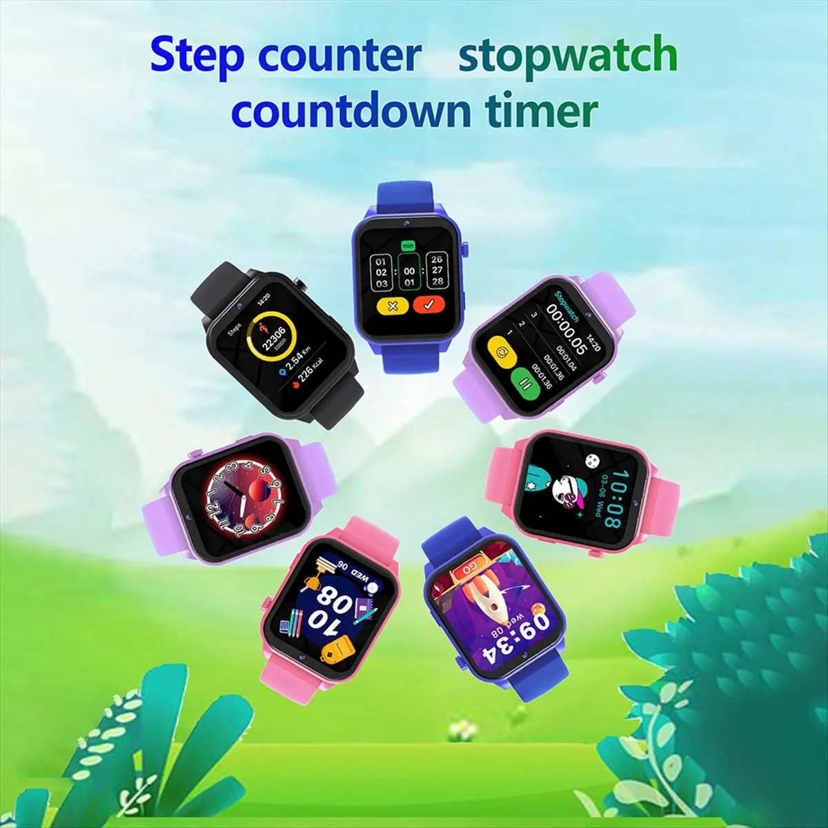 workjob Children Study Smartwatch HD Camera Games Flashlight Sleep Monitoring Alarm Calculator Birthday Gift for Boys Girls D
