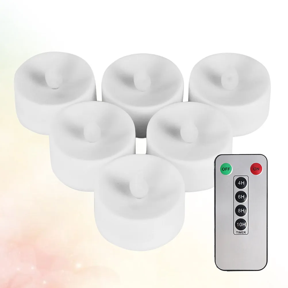 6Pcs Remote Controlled LED Eco Friendly Smokeless Electronic Timer Function 6H 8H 10H for Restaurant Home Decor