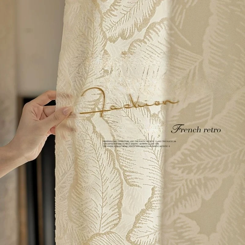 French Retro Romantic Gauze Curtain Velvet Curtain Light-proof Opaque Window Screen Living Room Balcony Light Luxury Decor Door