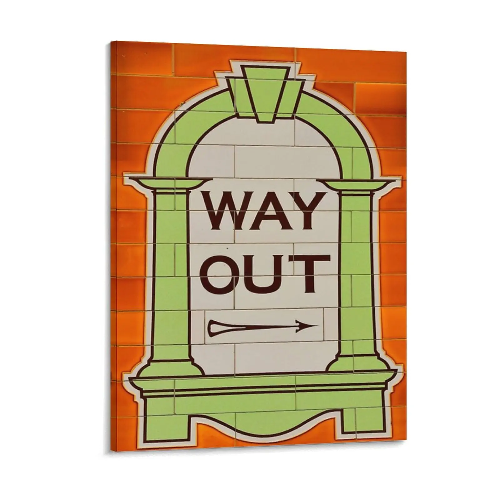 Vintage London Underground Railway Tiled Way Out Sign Canvas Painting Cinema Customized Framed Wall Paintings