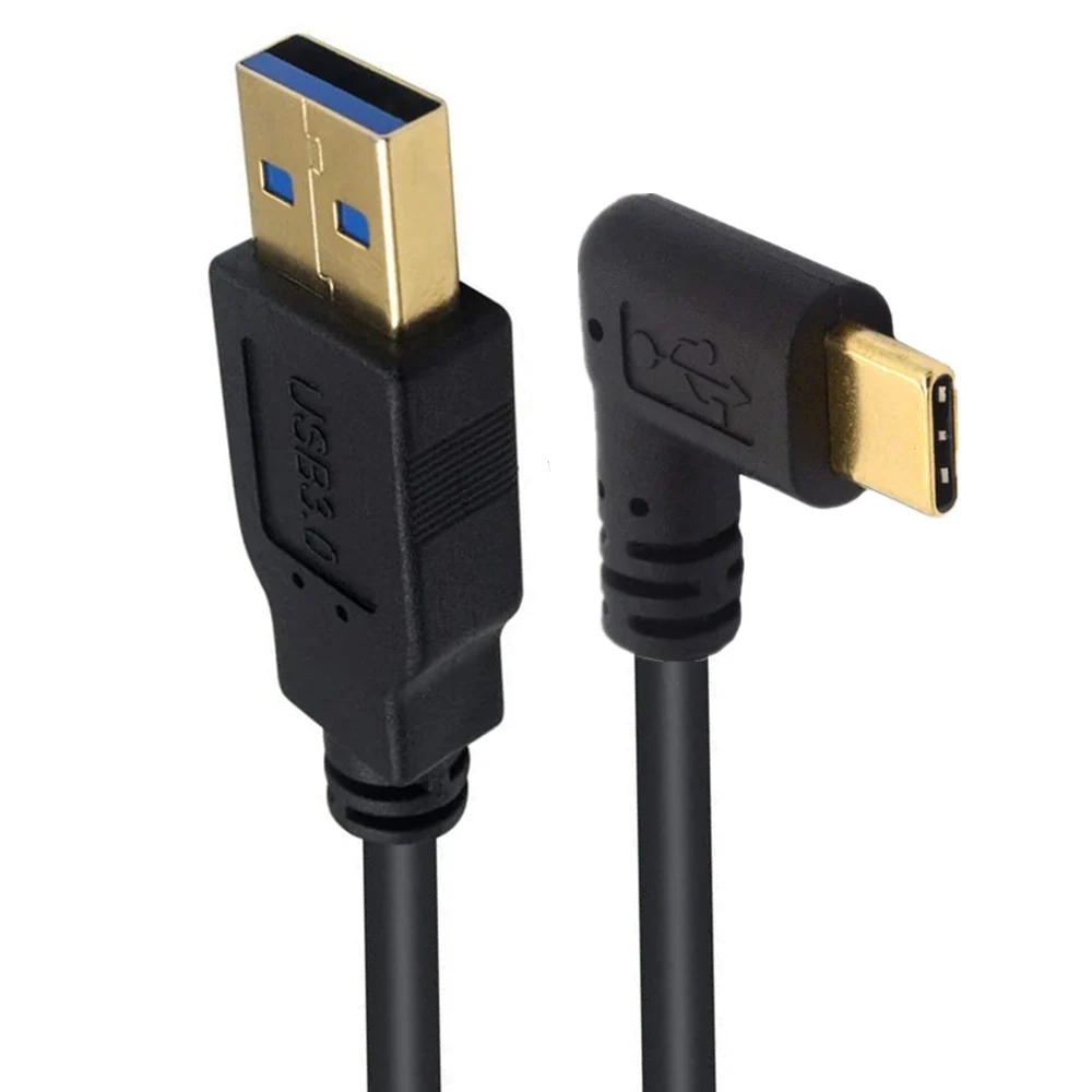 Cavo di tipo C A 90 gradi, USB 3.0 (tipo A) maschio A USB 3.1 C (tipo C) maschio 90 ° angolo di sincronizzazione e cavo adattatore convertitore di carica